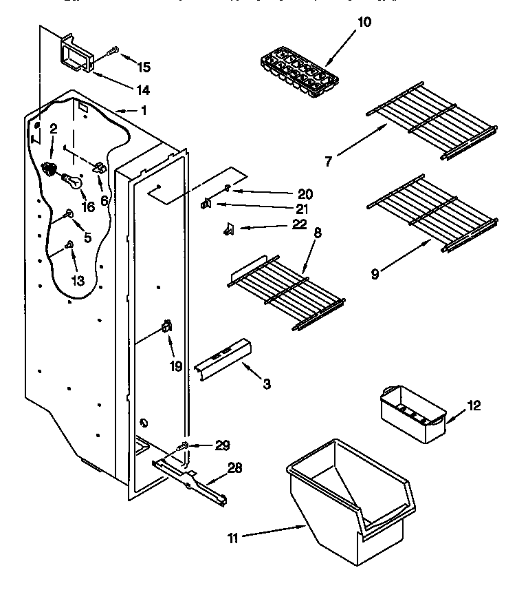 Kenmore 10648267890 freezer liner diagram