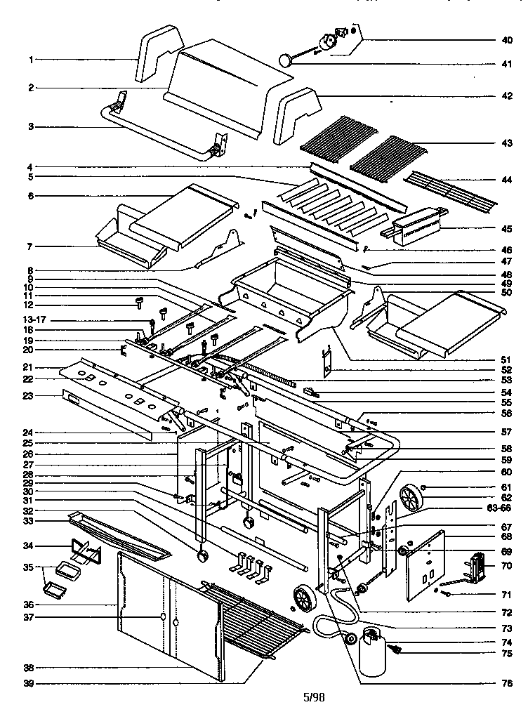 Weber 261101, BLACK replacement parts diagram