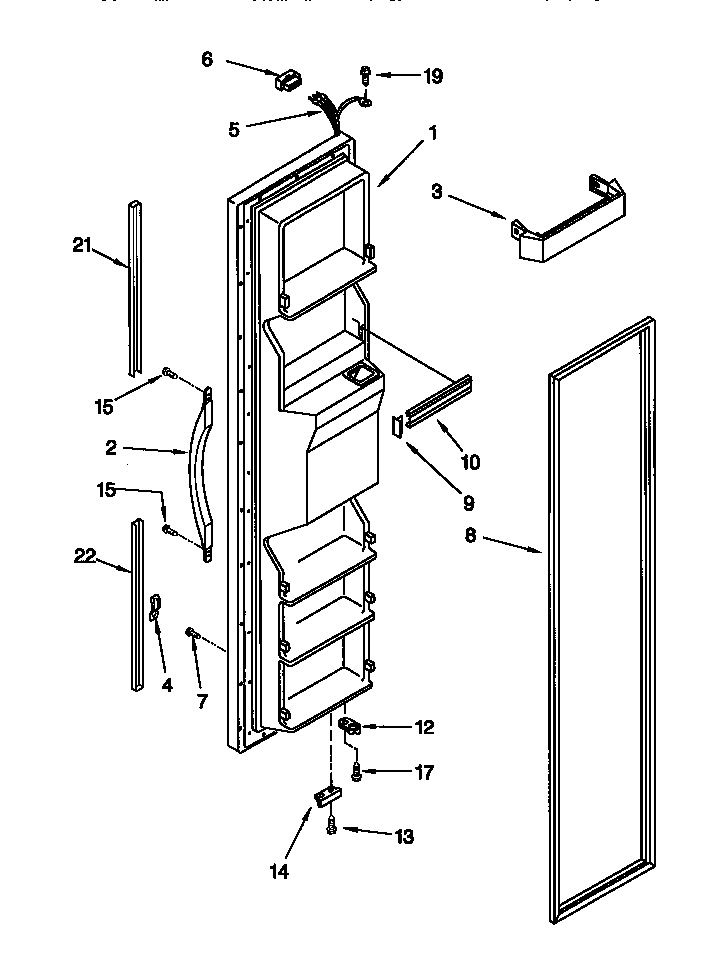 Kenmore 10657575791 freezer door diagram