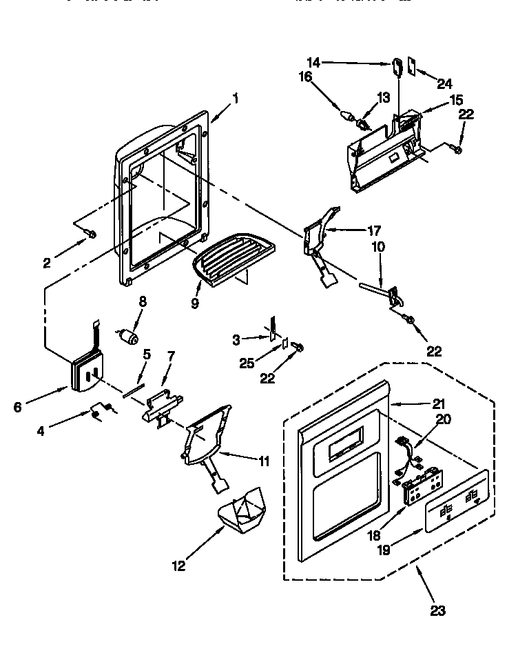 Kenmore 10657575791 dispenser front diagram