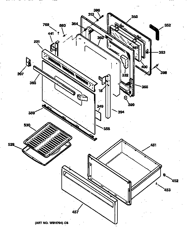 GE JBP66DY3WH door & drawer parts diagram