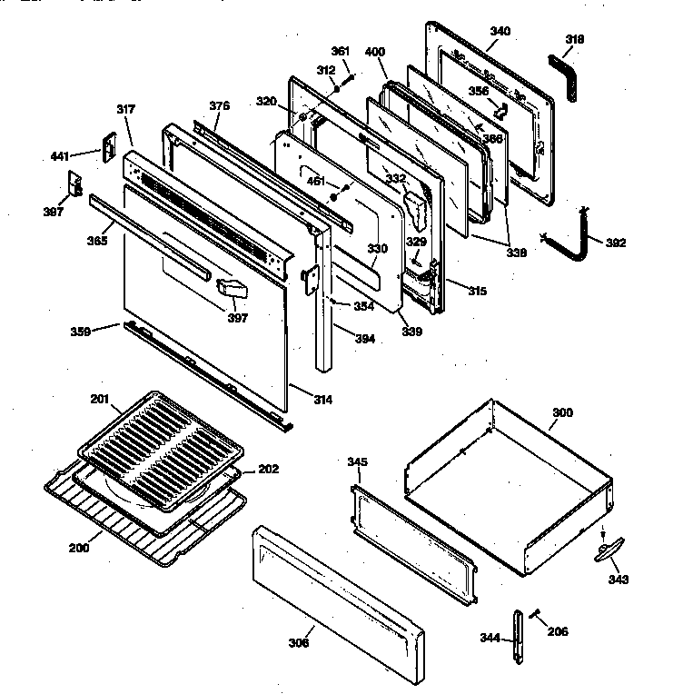 GE JGBP35BEA1BB door & drawer parts diagram