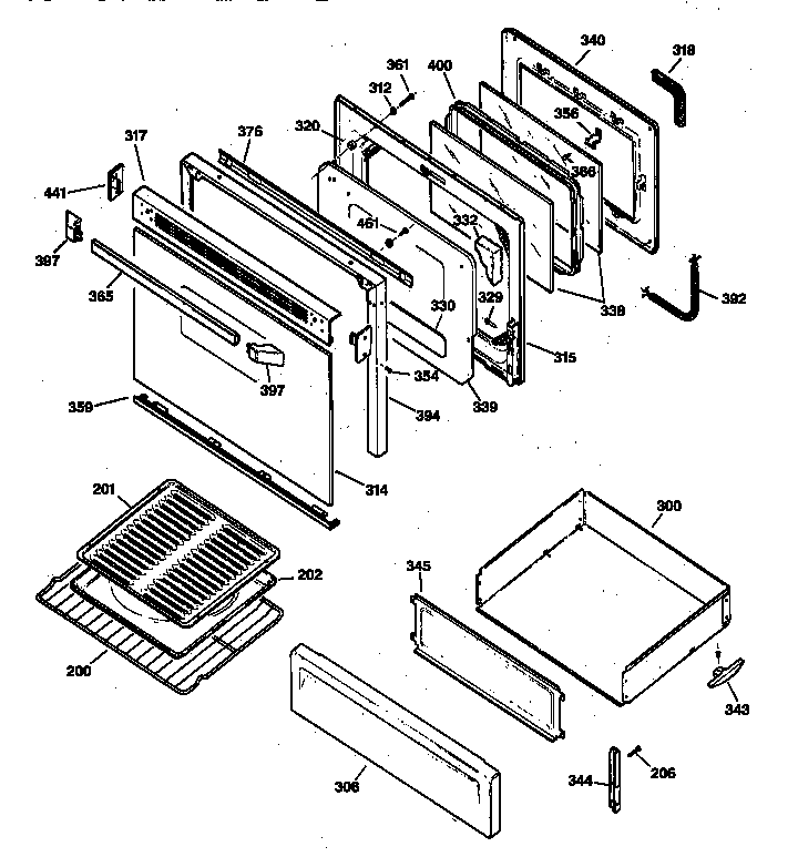 GE JGBP35WEA1WW door & drawer parts diagram