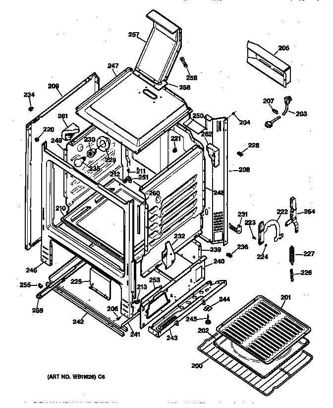 GE JGBC17PEA1WH body parts diagram