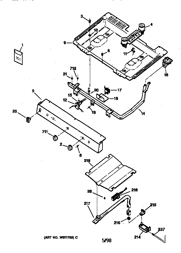 GE JGBS17PEA1AD gas & burner parts diagram