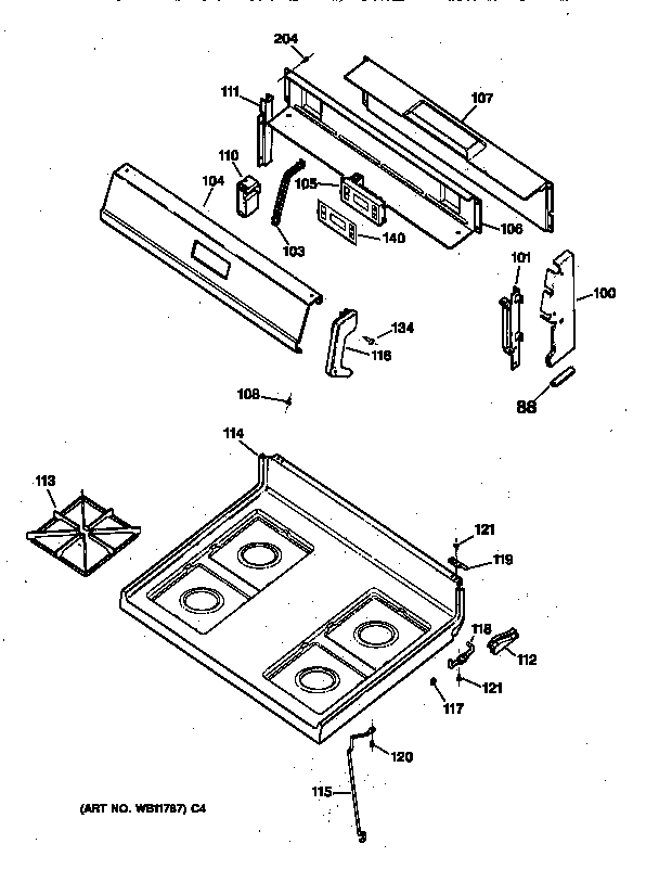 GE JGBS17PEA1AD cooktop diagram