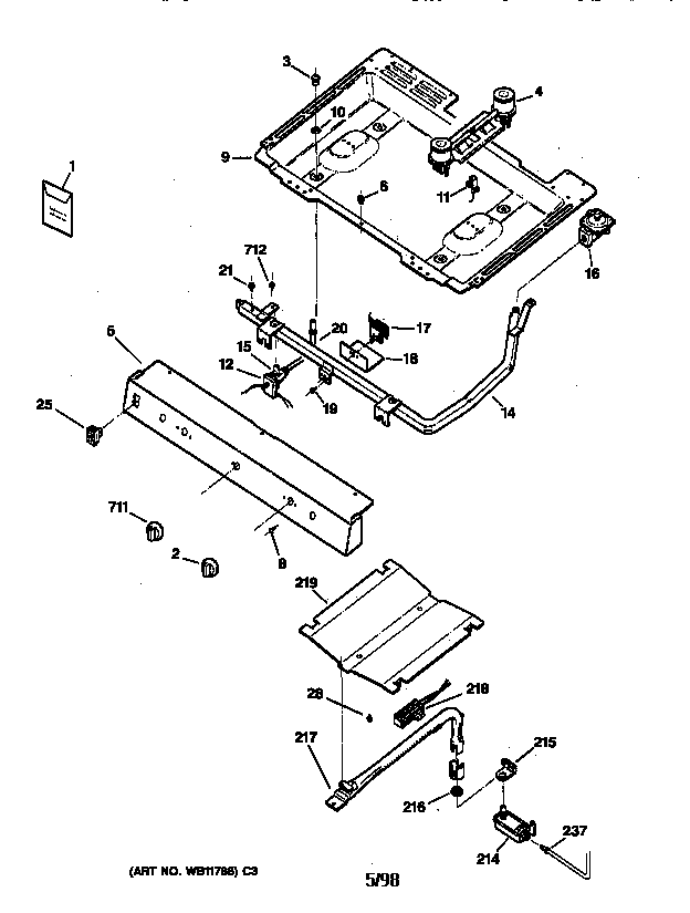 GE JGBS07PEA1WW gas & burner parts diagram
