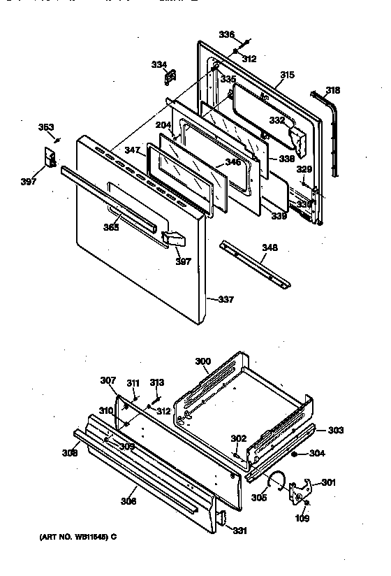 GE JGBS07PEA1WW door & drawer parts diagram