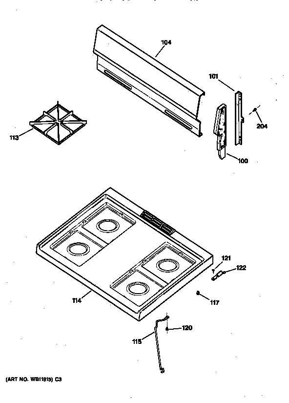 GE JGBS04BEA1AD cooktop diagram