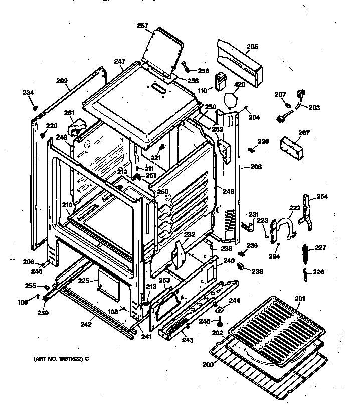GE JGBS04BEA1AD body parts diagram