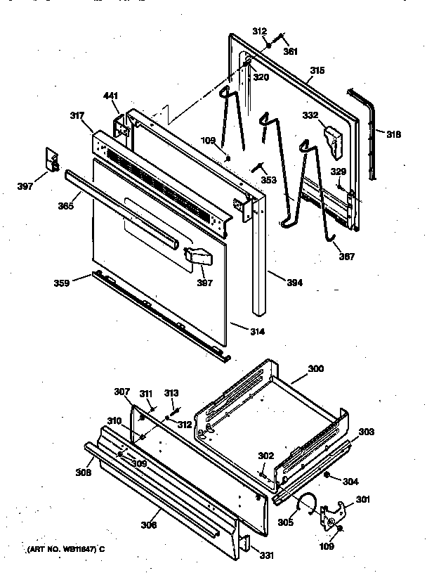 GE JGBS04BEA1AD door & drawer parts diagram