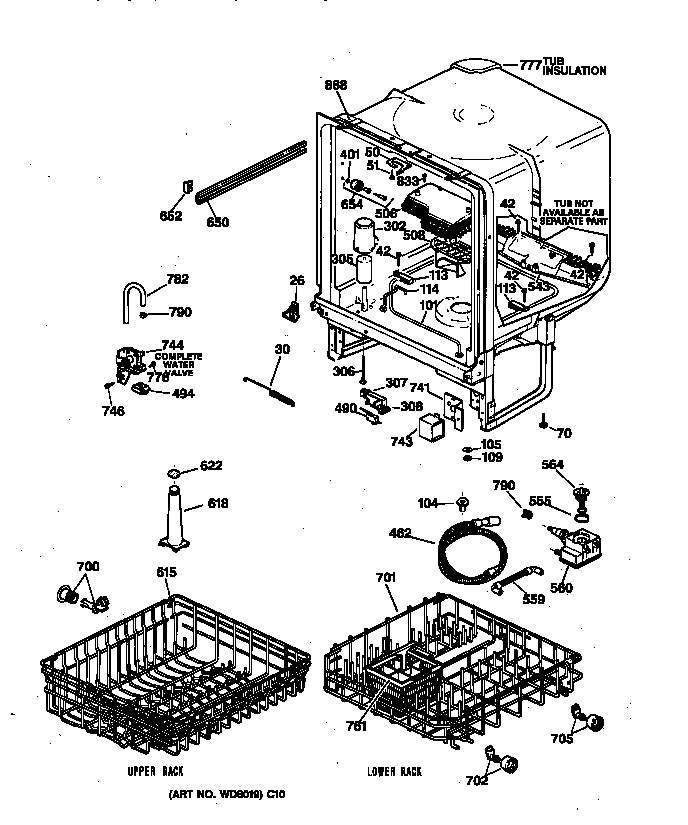 GE GSD3830Z01WW body parts diagram
