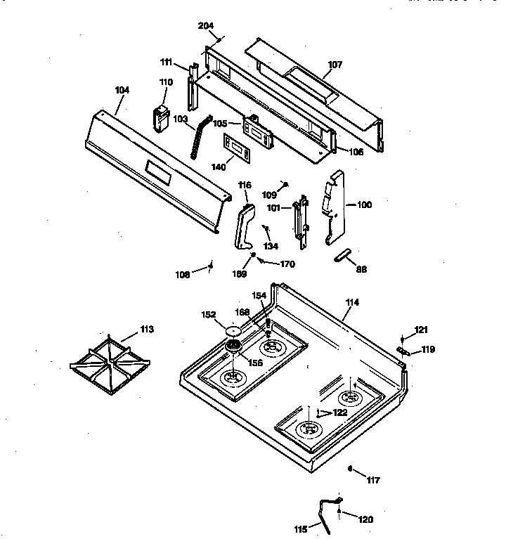GE JGBS22BEA1WH control panel & cooktop diagram
