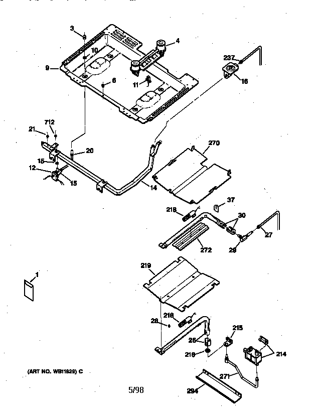 GE JGBP24BEA1WH gas & burner parts diagram