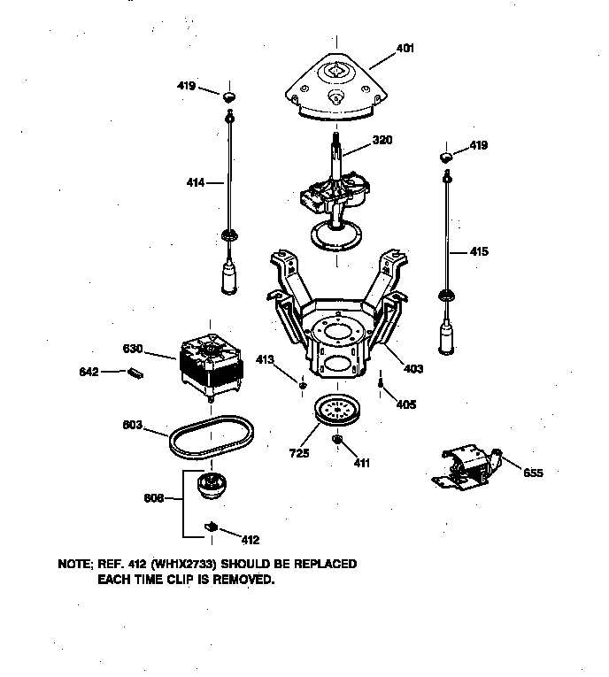 GE WCCB2050V1AC suspension, pump & drive components diagram
