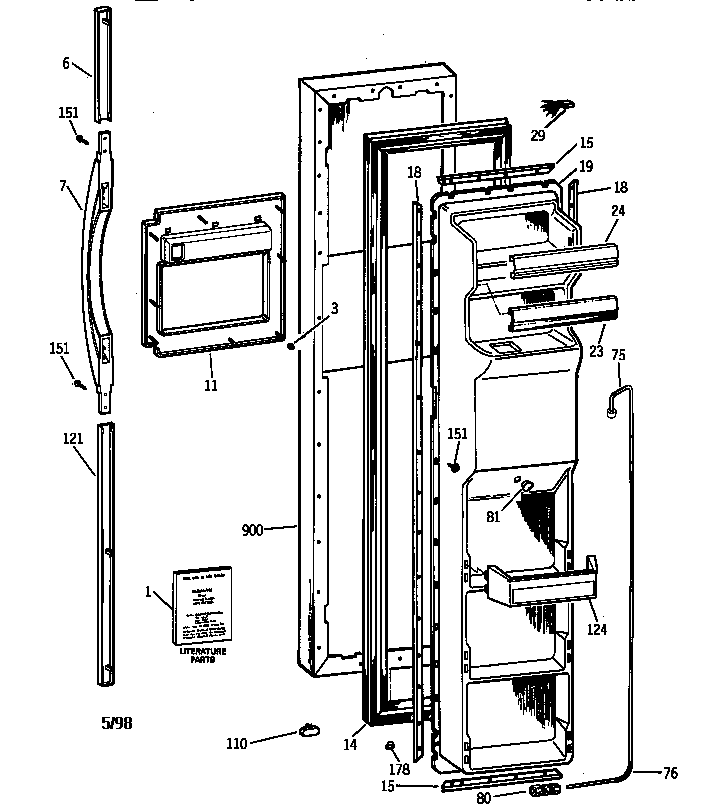 Kenmore 36358772891 freezer door diagram
