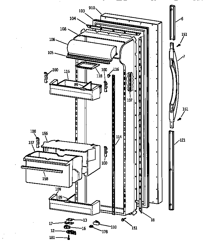 Kenmore 36358772891 fresh food door diagram