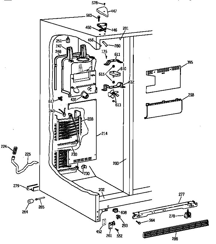 Kenmore 36358772891 freezer section diagram