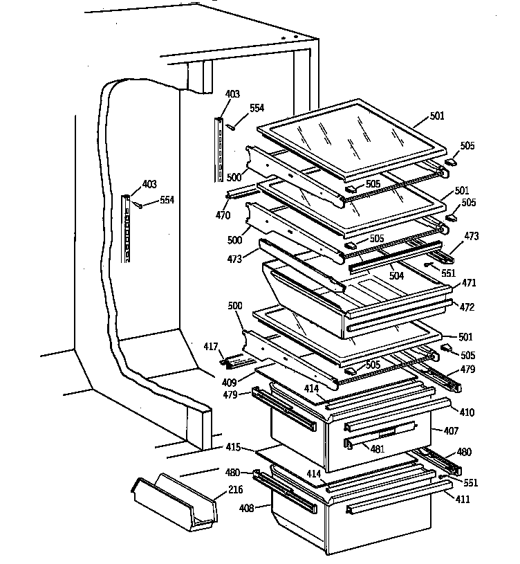 Kenmore 36358772891 fresh food section diagram