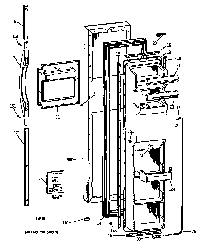 Kenmore 36358777891 freezer door diagram