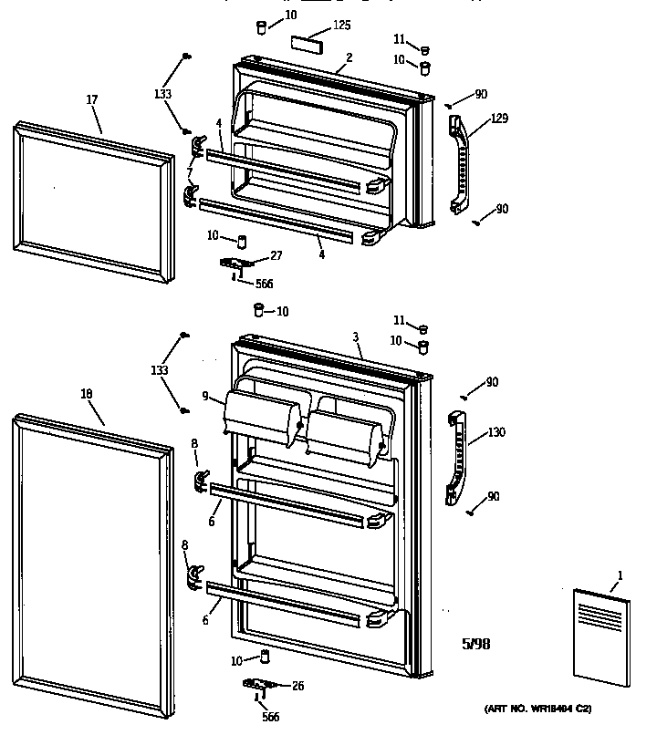Kenmore 36338459890 doors diagram