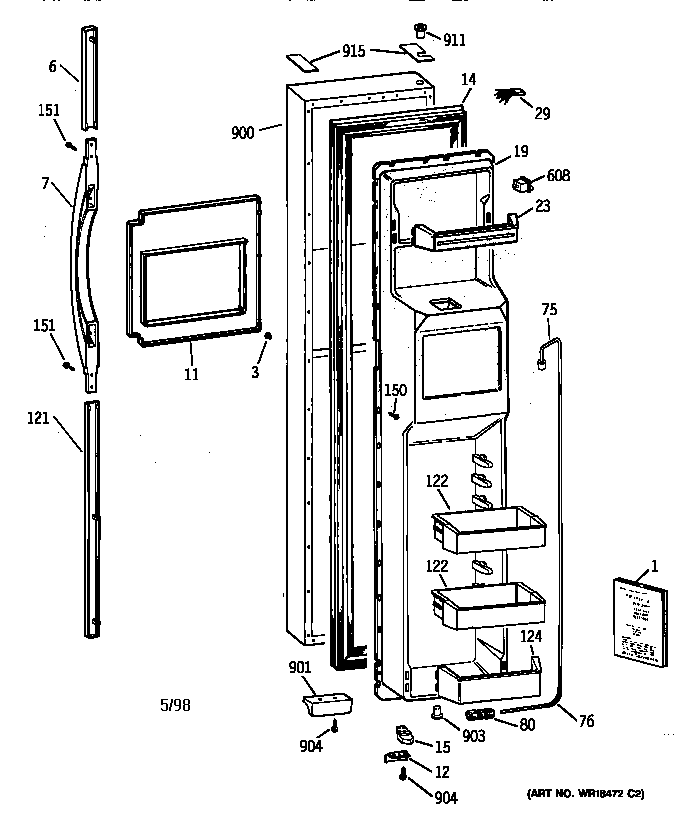 Kenmore 36358092891 freezer door diagram
