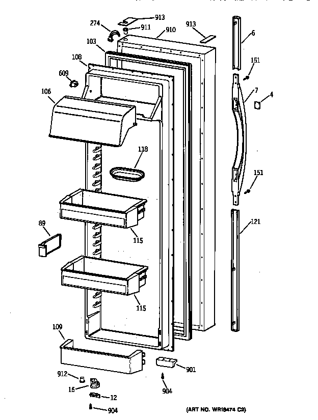 Kenmore 36358092891 fresh food door diagram