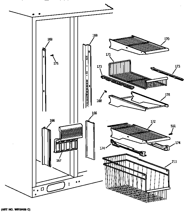 Kenmore 36358092891 freezer section diagram