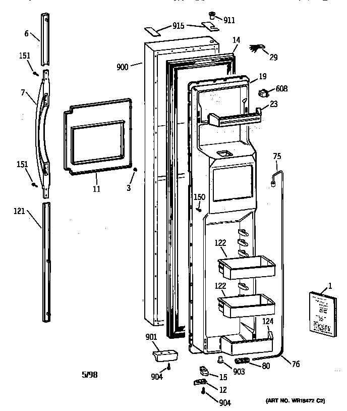 Kenmore 36358095891 freezer door diagram