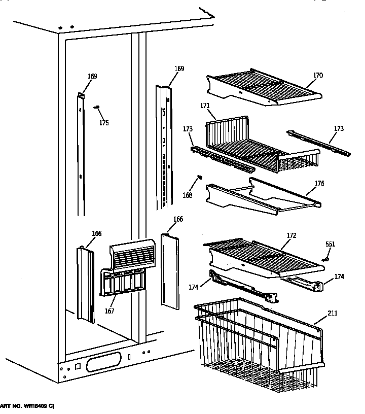 Kenmore 36358095891 freezer section diagram