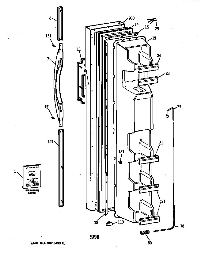 Kenmore 36358272891 freezer door diagram