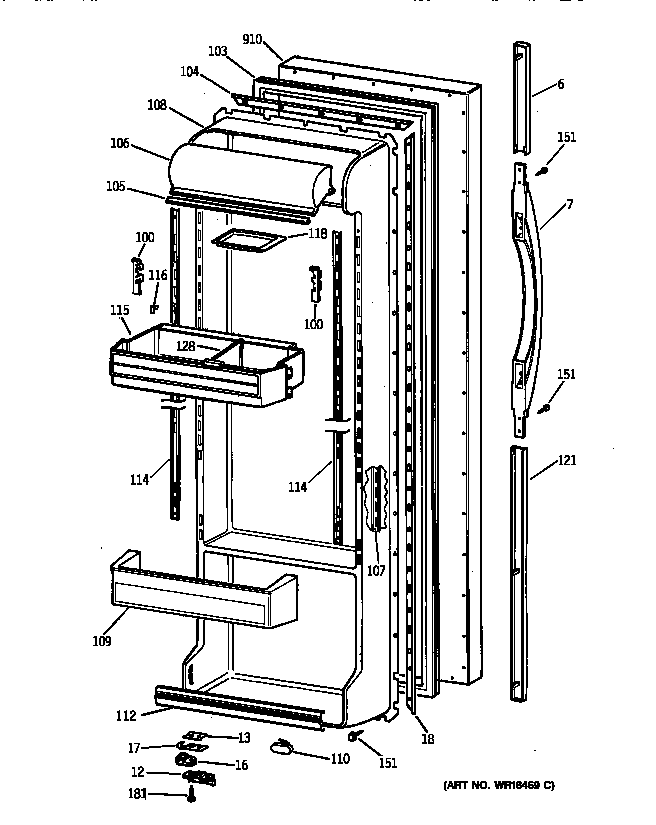 Kenmore 36358272891 fresh food door diagram