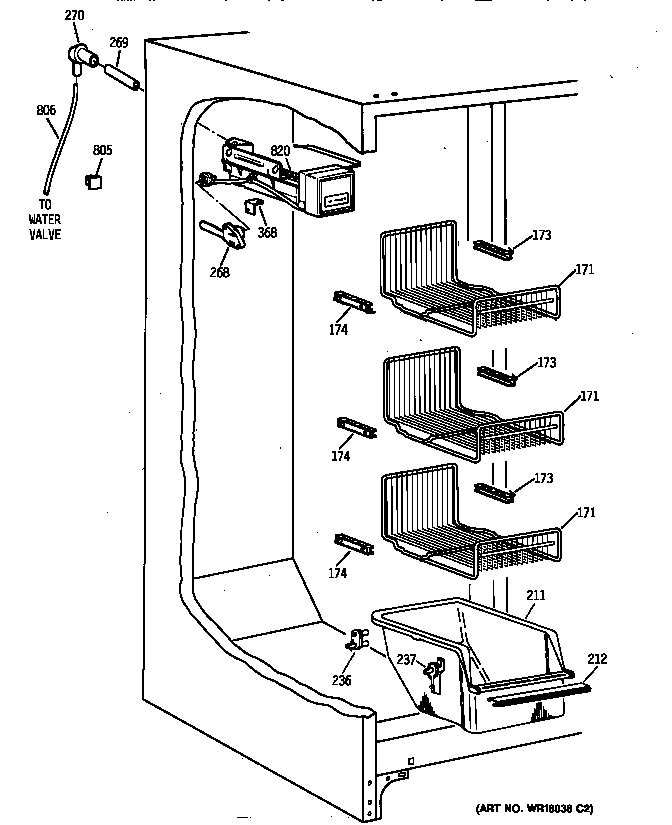 Kenmore 36358272891 freezer section diagram