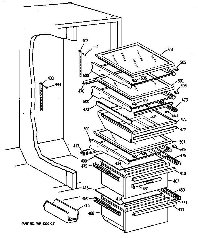 Kenmore 36358272891 fresh food section diagram