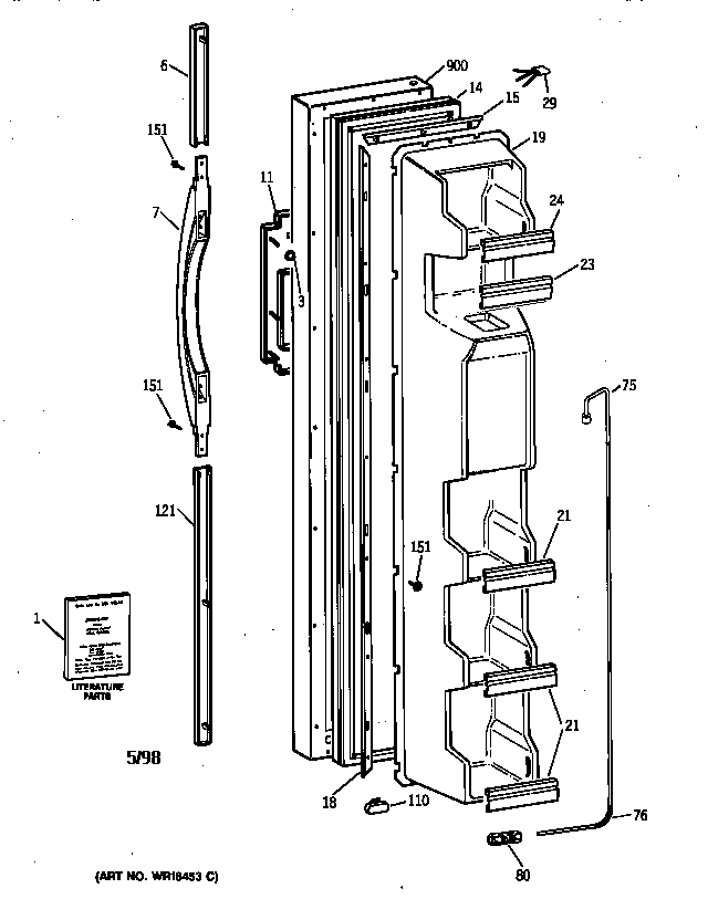 Kenmore 36358277891 freezer door diagram