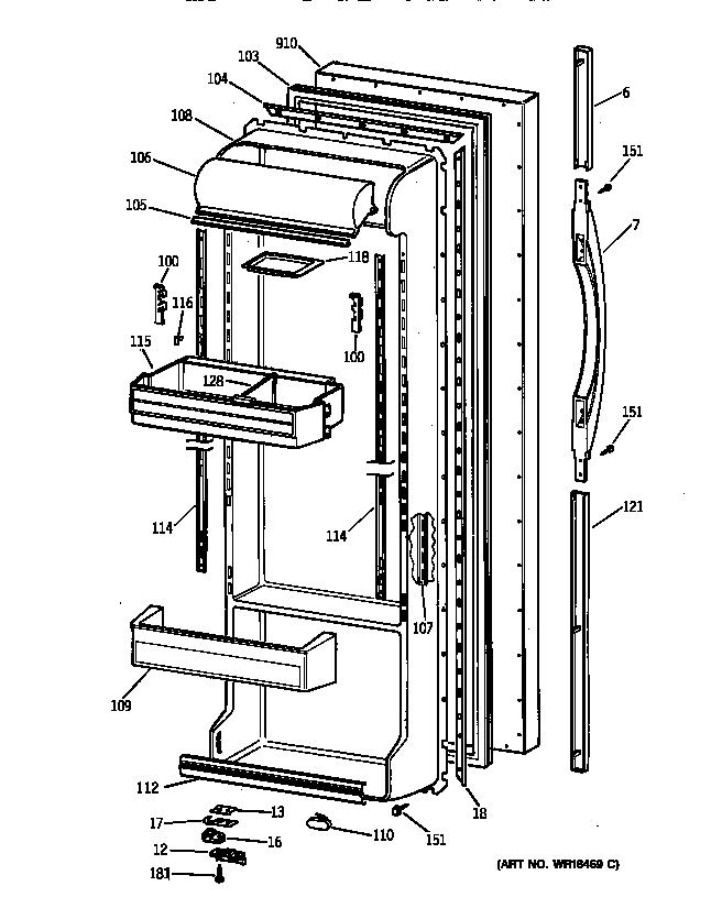 Kenmore 36358277891 fresh food door diagram