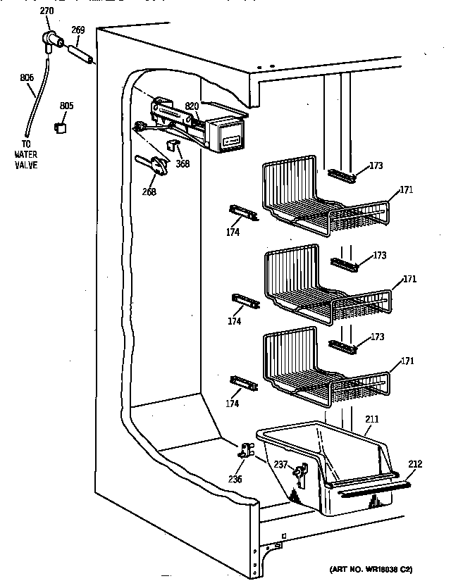 Kenmore 36358277891 freezer section diagram