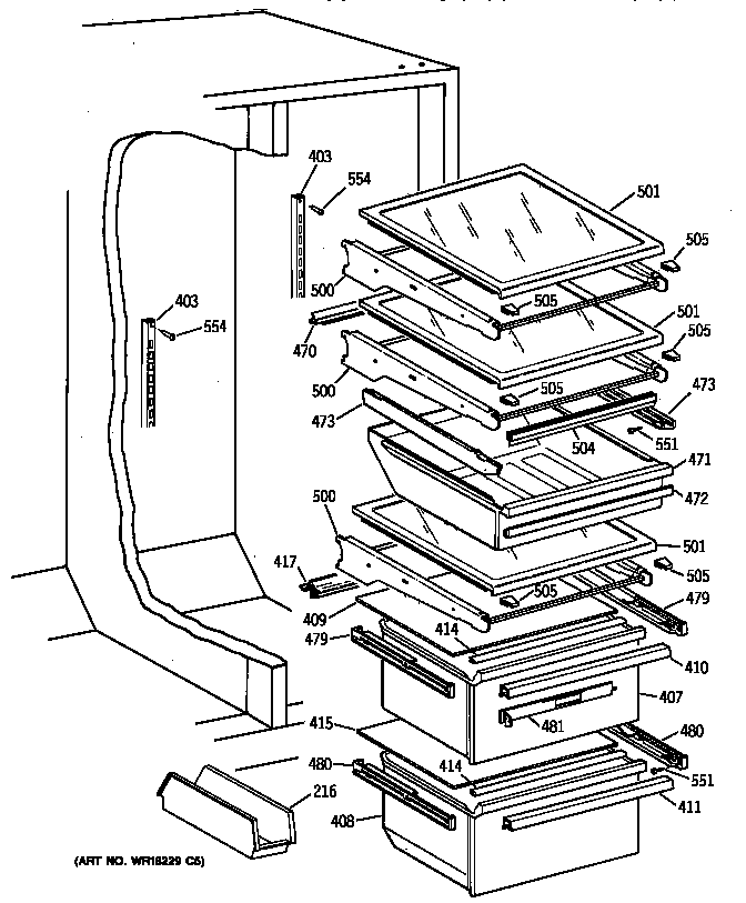 Kenmore 36358277891 fresh food section diagram