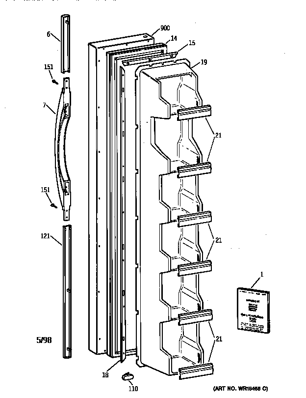Kenmore 36348047891 freezer door diagram