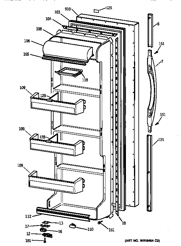 Kenmore 36348047891 fresh food door diagram