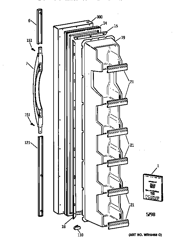 Kenmore 36358042891 freezer door diagram