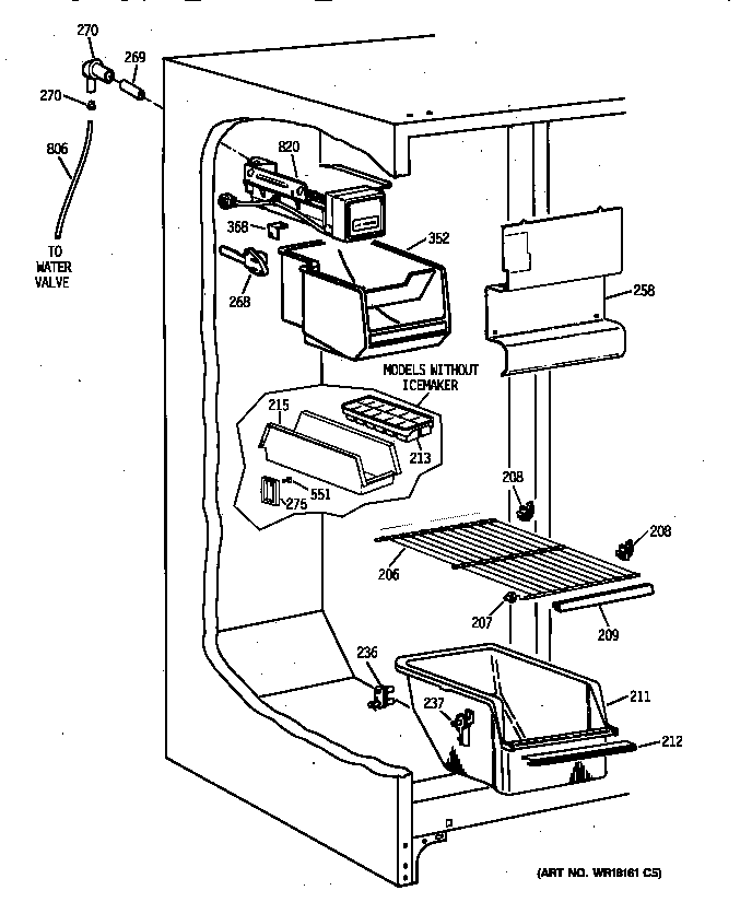 Kenmore 36358042891 freezer section diagram