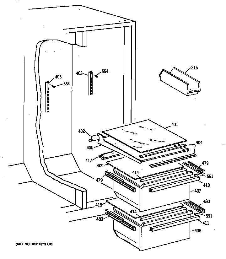 Kenmore 36358042891 fresh food section diagram