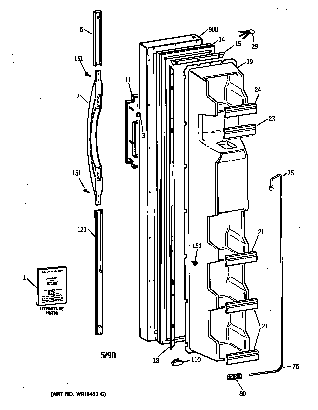 Kenmore 36358251891 freezer door diagram
