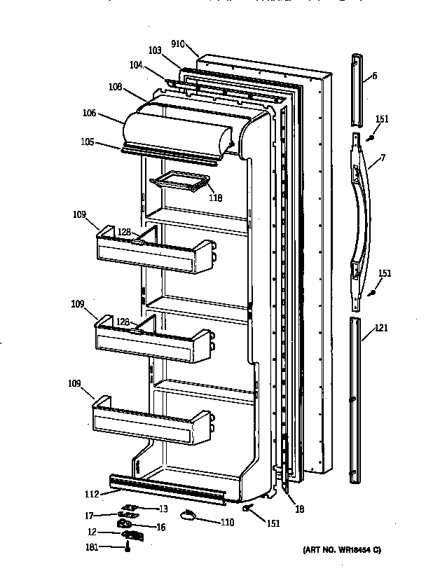 Kenmore 36358251891 fresh food door diagram