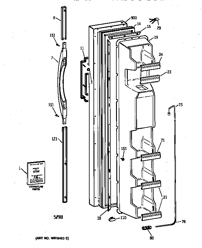 Kenmore 36358252891 freezer door diagram