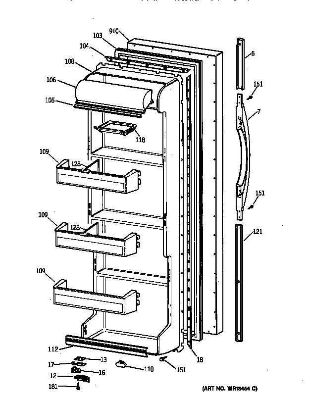 Kenmore 36358252891 fresh food door diagram