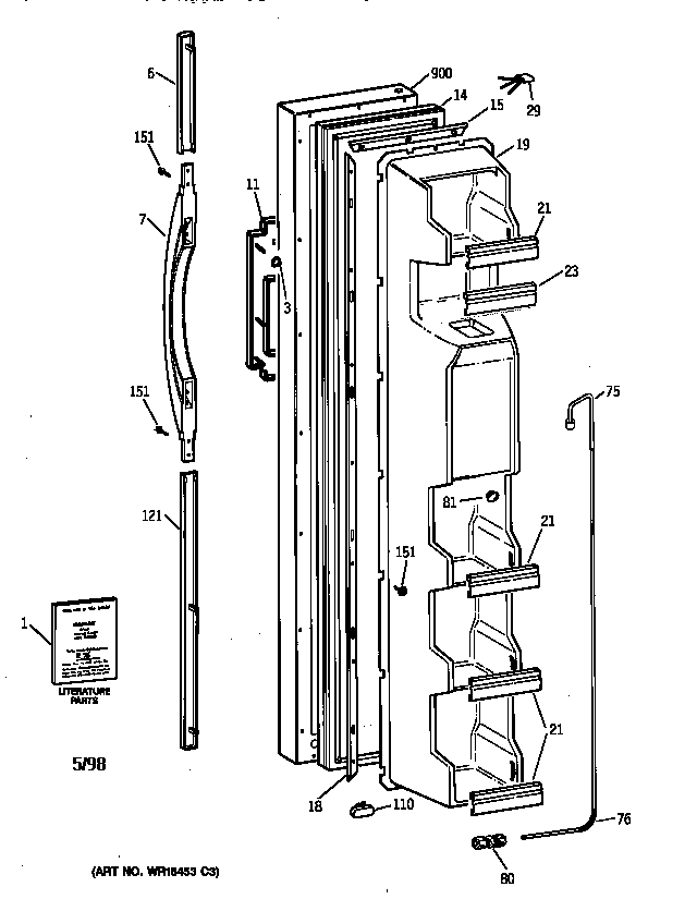 Kenmore 36358552891 freezer door diagram