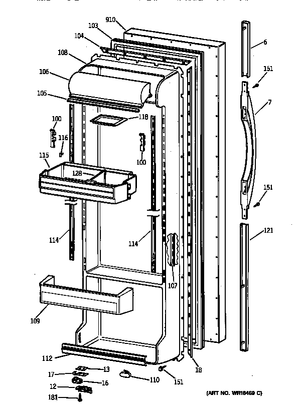 Kenmore 36358552891 fresh food door diagram