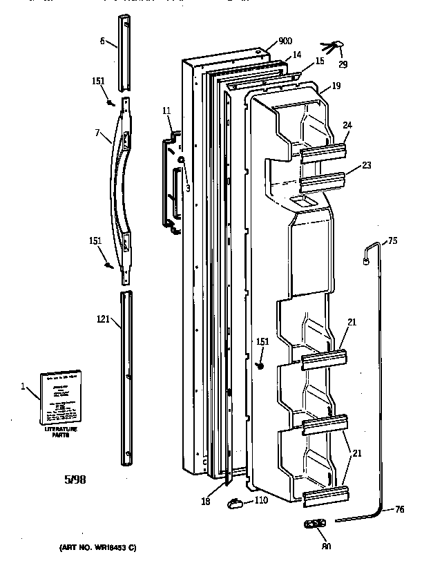 Kenmore 36358062891 freezer door diagram